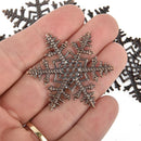 30 Copper Snowflake Filigree Blanks, flat thin findings 1-3/4" FIL0099
