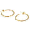 2 Gold Micro Pave Hoop Earrings, Post Back, fin0978