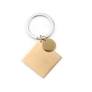 1 Stamping Blank Keychain, Silver Gold Stamp Lettering, 30mm, fin1212