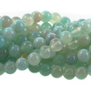 10mm Round BLUE GREEN  AGATE Beads, smooth, full strand, 38 beads, gag0356