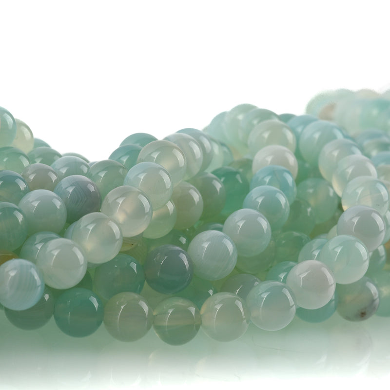 8mm Round BLUE GREEN  AGATE Beads, smooth, full strand, 46 beads, gag0358
