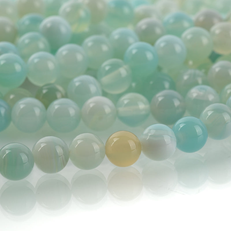 8mm Round BLUE GREEN  AGATE Beads, smooth, full strand, 46 beads, gag0358