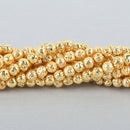 4mm Round Lava Beads BRIGHT GOLD Aromatherapy Beads, Perfume Diffuser Beads, Essential Oil Beads, full strand 92 beads gem0134