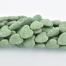 20mm Green LAVA Stone HEART Beads full strand gem0261
