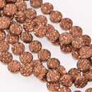 10mm Hematite Coin Beads, BRONZE Coated Gemstone, 15 beads, gem0755