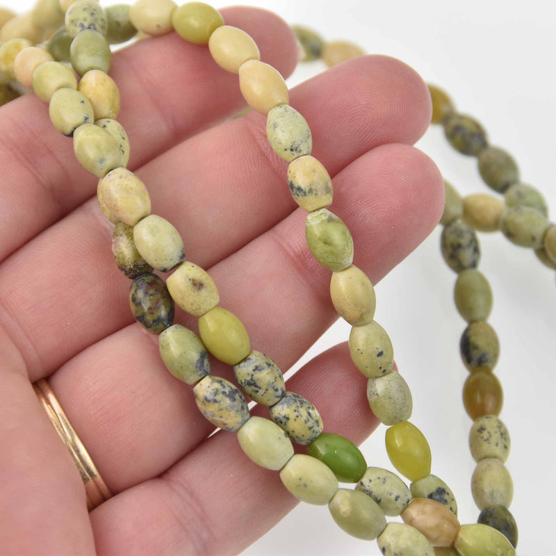 8mm Chrysoprase Oval Gemstone Beads, natural green, strand, gem0794