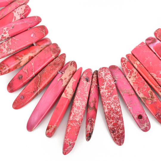 Hot Pink AQUA TERRA JASPER Gemstone Stick Beads, 1/2