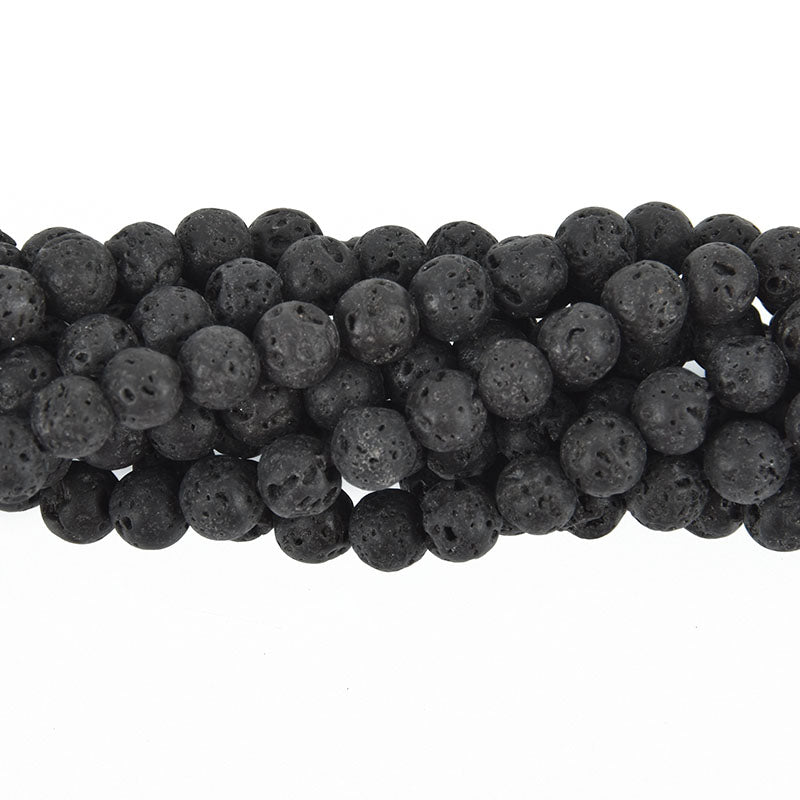 6mm - 7mm Round BLACK LAVA Beads, perfume diffuser beads, essential oi