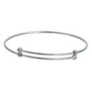 5 SILVER Bangle Charm Bracelet, copper base, adjustable size expandable, fits medium to large wrist, thick 14 gauge, 8-1/4" fin0526
