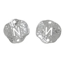5 Silver letter N connector Charms, Monogram N Charms, Alphabet, hammered metal, 1/2" diameter domed connector links, findings, chs2367