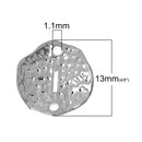 5 Silver letter I connector Charms, Monogram I Charms, Alphabet, hammered metal, 1/2" diameter domed connector links, findings, chs2371