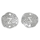5 Silver letter Z connector Charms, Monogram Z Charms, Alphabet, hammered metal, 1/2" diameter domed connector links, findings, chs2383