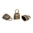 10 Bronze End Caps for Kumihimo Jewelry, Leather Cord End Connectors, Bails, Bead Caps, Fits 10mm x 6mm cord, fin0562