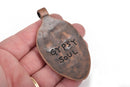 GYPSY SOUL Spoon Bowl Pendant, Copper with stamped letters, hammered metal, 3" long chc0057