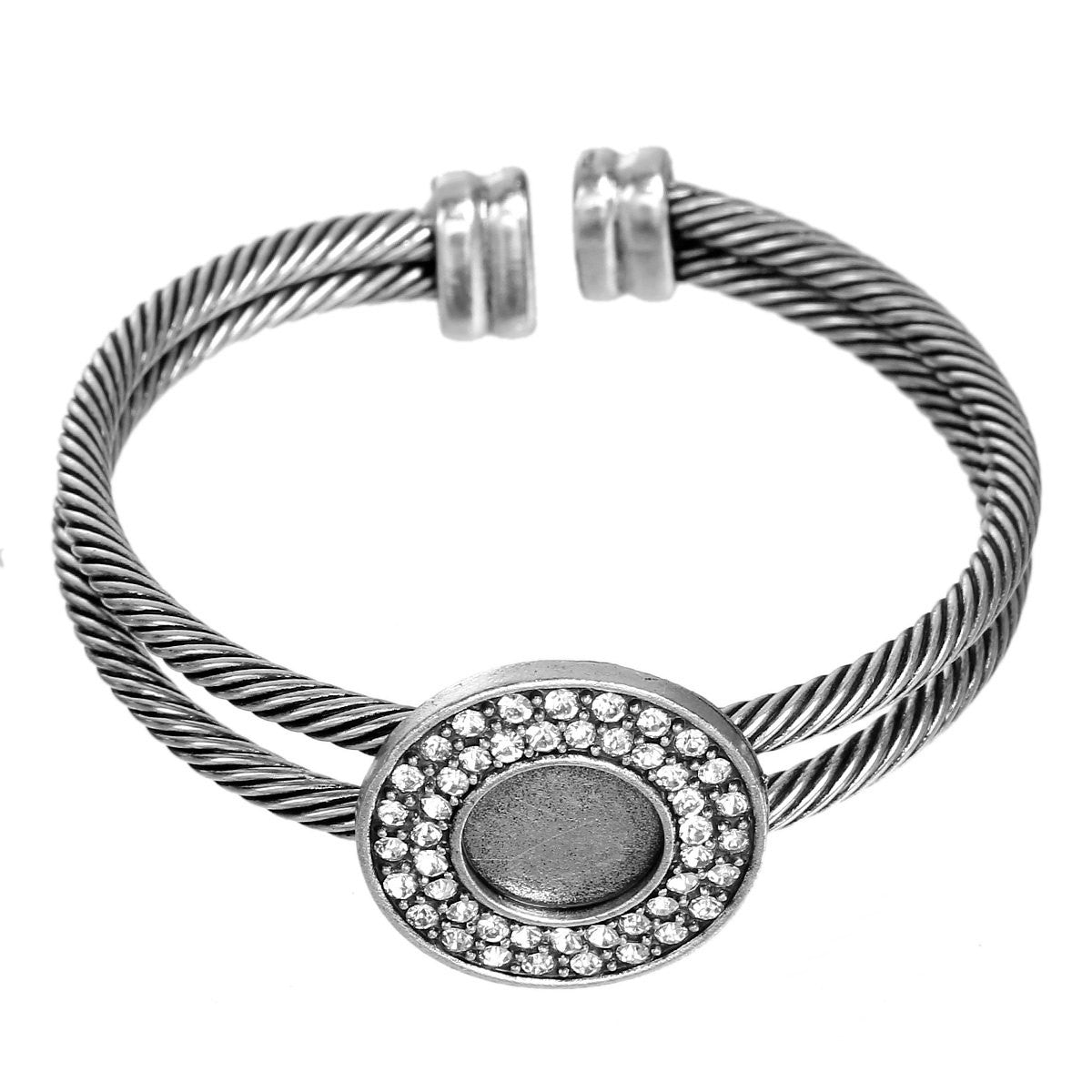 1 OPEN BANGLE CUFF Wire Bracelet, fits 25mm Round Cabochon, Bezel Tray