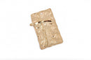 2 Large CROSS Charm Pendants, light gold base with soldered cross, rustic hammered metal, 42x26mm, chg0437