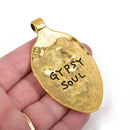 gold plated spoon charm with text 'gypsy soul'