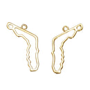 5 Gold FLORIDA Charm Pendants, Outline State Travel Charm Pendants, 37x31mm, chg0536