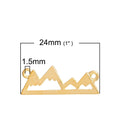 10 Gold Plated MOUNTAIN PEAKS Range, adventure charms, two-hole connector charm pendants, camping, nature, landscape, skiing, chg0571