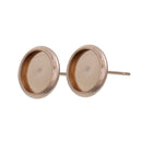 2 (1 pair) ROSE GOLD stainless steel cabochon bezel setting POST back earring components, fits 8mm round inside tray fin0620