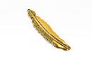 5 Gold FEATHER Charms, Gold oxidized charms, 77x16mm, 3" long chg0597
