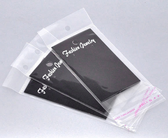100 Resealable Self-Sealing Bags and Earring Cards, usable space 10x6cm,  (4 x 2-3/8) bulk package cellophane jewelry bags - bag0026
