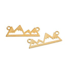 10 Gold Plated MOUNTAIN PEAKS Range, adventure charms, two-hole connector charm pendants, camping, nature, landscape, skiing, chg0571