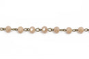 1 yard (3 feet) IVORY CREAM Crystal Rondelle Rosary Chain, bronze wire, 6mm faceted rondelle glass beads, fch0592a