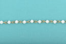 1 yard WHITE AB Crystal Rosary Chain, bright gold links, 4mm round faceted crystal bead chain, fch0595a