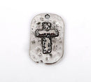 5 Silver Rustic Cross Dog Tag Charm Pendants, Metal Cross Charms, Hammered Metal, Embossed Cross, 29x18mm, chs2344