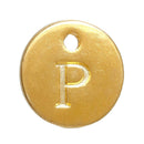 10 Letter P Alphabet Charms Gold Plated Monogram, double sided round disc letter charms, dot charms, 12mm, (1/2") chg0460