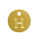 10 Letter H Alphabet Charms Gold Plated Monogram, double sided round disc letter charms, dot charms, 12mm, (1/2") chg0472