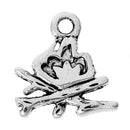 10 Silver Tone CAMPFIRE Charm Pendants; camping pendant  chs1979