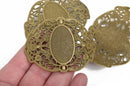 2 Large Bronze Filigree Cuff Bracelet Findings, Sideways Curved Connector Links, 67x51mm, (2-5/8" long) chb0511