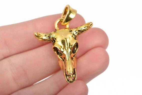 14K Solid Gold Cow Charm- Cow Charms - Cow Jewelry