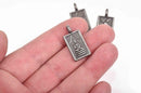 4 THAI BUDDHA charm pendants, gunmetal rectangle religious icon relic charm 26mm chs2904