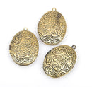2 Antique Bronze Flower Pattern Oval Picture Photo Frame Locket Pendants 1-3/8" x 7/8" (Fits 22x15mm inside) chb0359