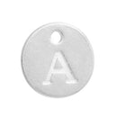 10 Letter A Alphabet Charms Silver Plated Monogram, double sided round disc letter charms, dot charms, 12mm, (1/2") chs2563