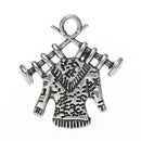 10 Silver Metal KNITTING Sweater Charm Pendants chs0518