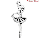 10  Silver Tone BALLERINA DANCER  Charms Pendants chs0594