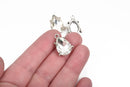2 Rhinestone Teardrop Drop Charm Pendants, silver bezel setting, faceted crystal glass, 3/4" long chs2859