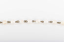1 yard WHITE Howlite Rosary Chain, bronze links, 8mm round stone beads, fch0613a
