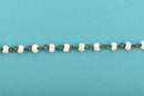 13 feet (4.33 yards) WHITE Howlite Rosary Chain, bronze wire links, 6mm RONDELLE stone bead chain, fch0620b