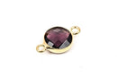 1 Round Circle Gold Brass Connector Link Charm, faceted AMETHYST PURPLE Glass, 15X8.5mm, 5/8" long February Birthstone chg0211