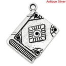 5 Large BOOK Pewter Charm Pendants chs0574