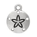 10 Antiqued Silver SAND DOLLAR Beach Charm Pendants chs1047