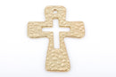 gold hammered cross pendant