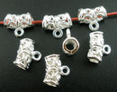 10 Silver Plated Swirl Filigree Pattern Tube Spacer Beads with Bail. 11mm x 5mm FBA0004a