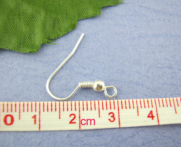 200 Bulk Bright SILVER PLATED French Hook Earrings Ear Wires (100 pairs)   fin0150b