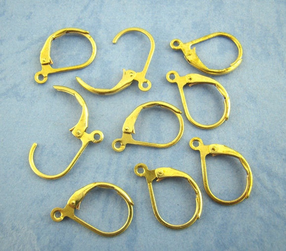 60 Bright GOLD PLATED Metal Lever Back Earrings Ear Wires (30 pairs) . shipped from USA . fin0279